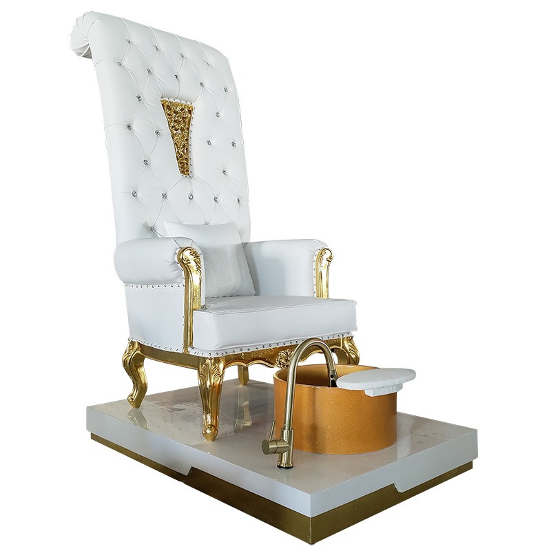 Nail Art Queen - Nagelstyliste voetbadstoel gouden hoge rug koningin
