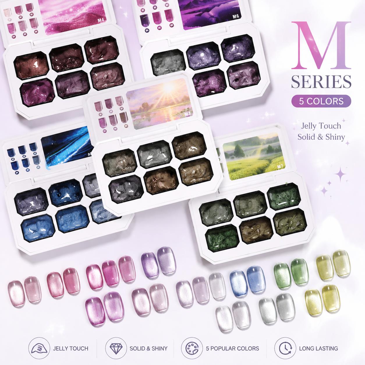 Nail Art Gel Polish - 6 Kleuren Solid Cat Eye Gel