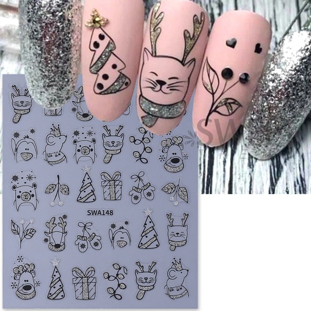 1 stuk glanzende cartoon kerst - Nail Art Xmas Simple recensie en prijs
