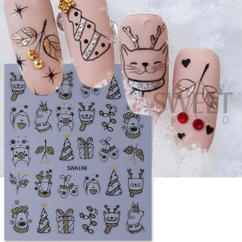 1 stuk glanzende cartoon kerst - Nail Art Xmas Simple recensie en prijs