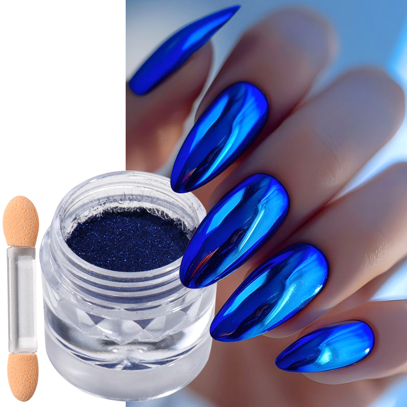 Koninklijk blauw chroom spiege - Nail Art Queen recensie en prijs